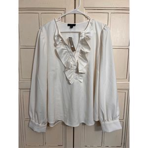NWT J.Crew size XXL ivory off white sheer blouse